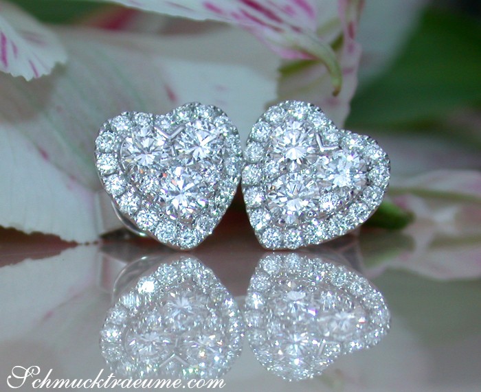 Feminine Diamond Hert Stud Earrings #1 Feminine Diamond Hert Stud Earrings #1