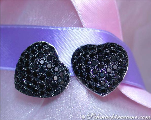 Feminine Black Diamond Heart Earrings #1 Feminine Black Diamond Heart Earrings #1