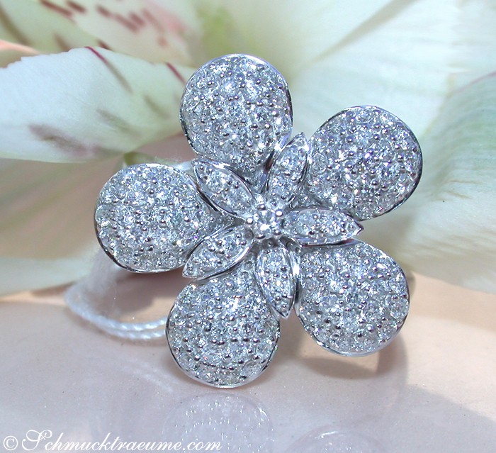 Feminine Diamond Flower Ring #1 Feminine Diamond Flower Ring #1