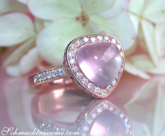 Enchanting Rose Quartz Diamond Heart Ring #1 Enchanting Rose Quartz Diamond Heart Ring #1