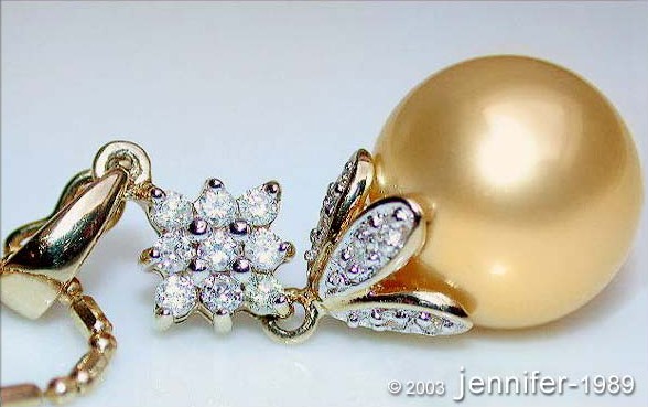 Goldene Südseeperle Brillanten Anhänger #1 Goldene Südseeperle Brillanten Anhänger #1