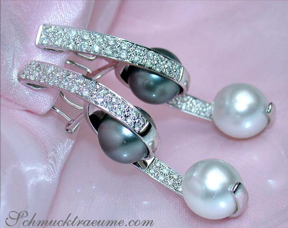 Terrific Tahitian Pearl & South Sea Pearl Earrings #1 Terrific Tahitian Pearl & South Sea Pearl Earrings #1