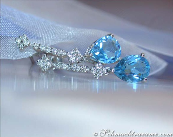 Cute Blue Topaz Earrings with Diamonds #1 Cute Blue Topaz Earrings with Diamonds #1