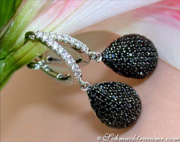 Interesting Black & White Diamond Teardrop Earrings #1 Interesting Black & White Diamond Teardrop Earrings #1