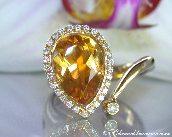 Pretty Citrine Drop Diamond Ring #1 Pretty Citrine Drop Diamond Ring #1