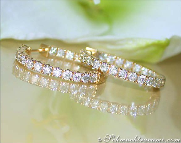 Classic Diamond Hoops in Yellow gold 14k #1 Classic Diamond Hoops in Yellow gold 14k #1
