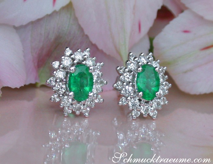 Classy Emerald Stud Earrings with Diamonds #1 Classy Emerald Stud Earrings with Diamonds #1