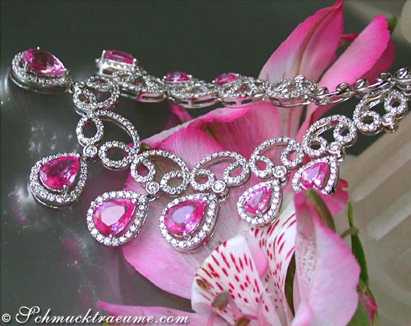 Luxurious Pink Sapphire Necklace with Diamonds #1 Luxurious Pink Sapphire Necklace with Diamonds #1