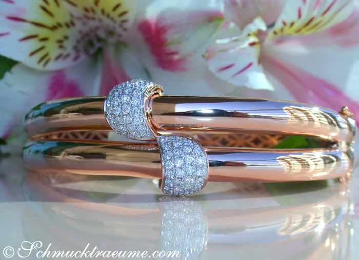 Solid Diamond Bangle in Rose gold 18k #1 Solid Diamond Bangle in Rose gold 18k #1