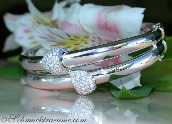 Solid Diamond Bangle in White gold 14k #1 Solid Diamond Bangle in White gold 14k #1