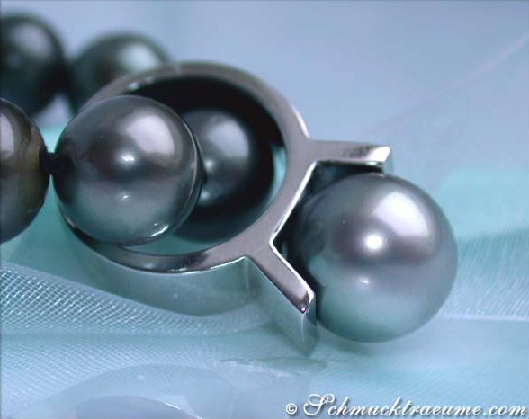 Massive Tahitian Pearl Ring in White gold 14k #1 Massive Tahitian Pearl Ring in White gold 14k #1