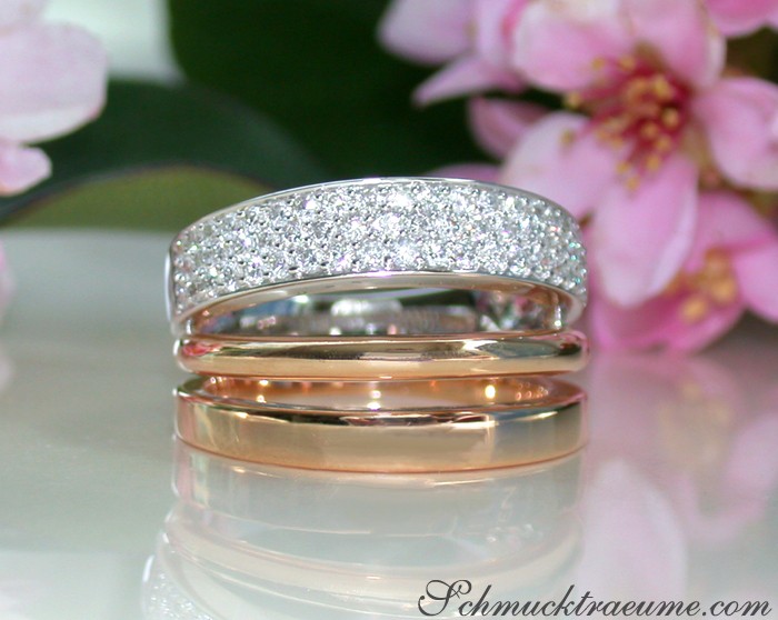 Pretty Multirow Diamond Ring in Rose & White Gold #1 Pretty Multirow Diamond Ring in Rose & White Gold #1