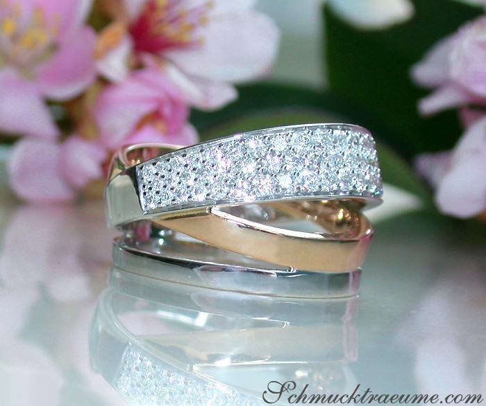 Multirow Diamond Ring in Rosegold and Whitegold 18k #1 Multirow Diamond Ring in Rosegold and Whitegold 18k #1