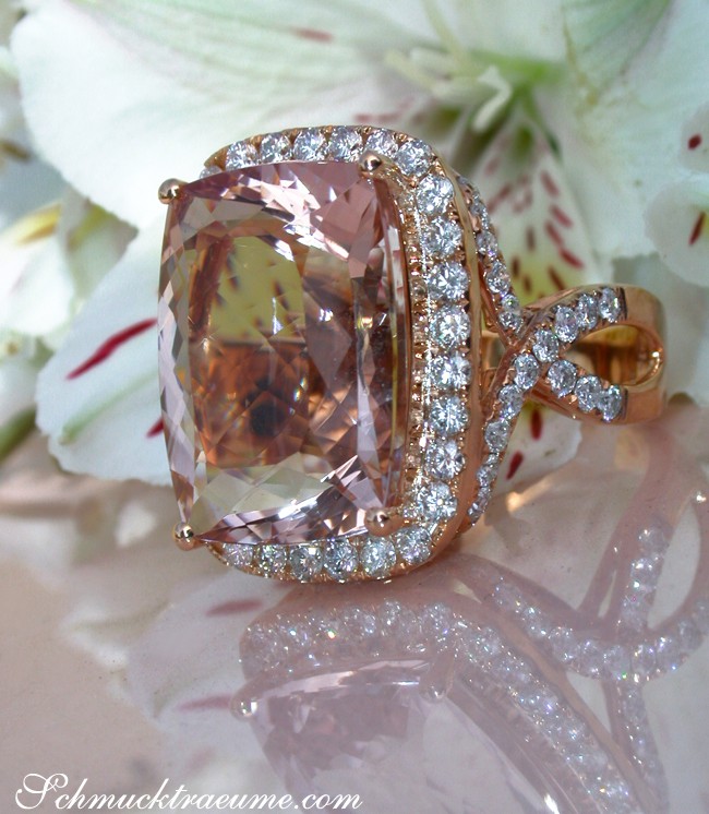 Opulent Morganite Ring with Diamonds #1 Opulent Morganite Ring with Diamonds #1