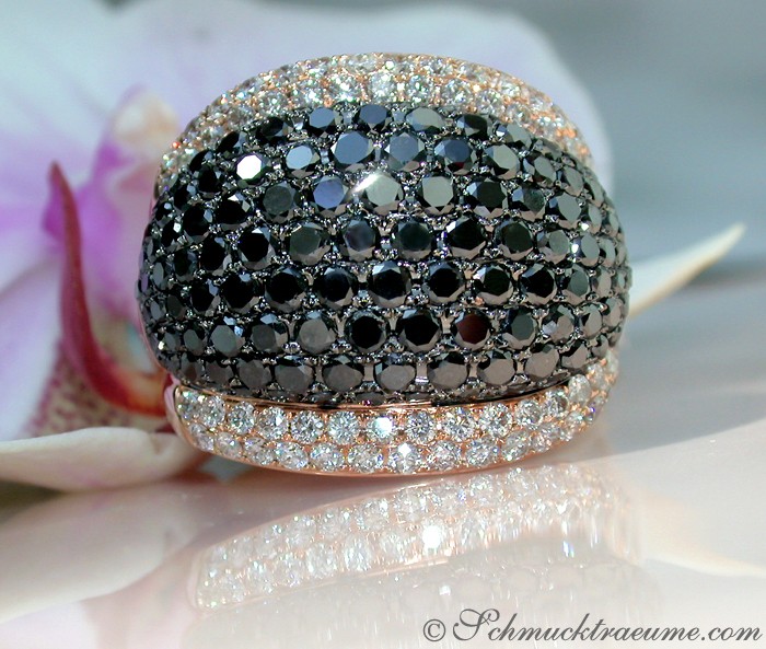 Opulenter Roségold Ring mit schwarzen Brillanten #1 Opulenter Roségold Ring mit schwarzen Brillanten #1