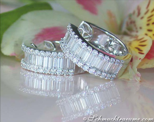 Magnificent Diamond Hoop Earrings (Baguette & Brilliant Cut) #1 Magnificent Diamond Hoop Earrings (Baguette & Brilliant Cut) #1