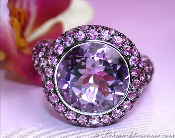 Glorious Amethyst Ring with Pink Sapphires #1 Glorious Amethyst Ring with Pink Sapphires #1