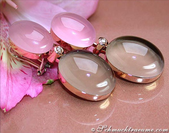 Prächtige Rosenquarz Rauchquarz Ohrgehänge #1 Prächtige Rosenquarz Rauchquarz Ohrgehänge #1