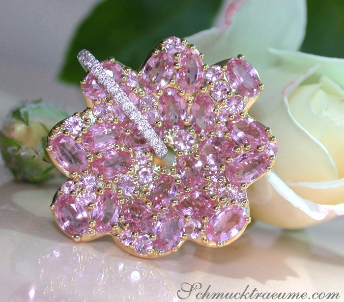 Prächtiger Rosa Saphir Ring im Blüten Design #1 Prächtiger Rosa Saphir Ring im Blüten Design #1