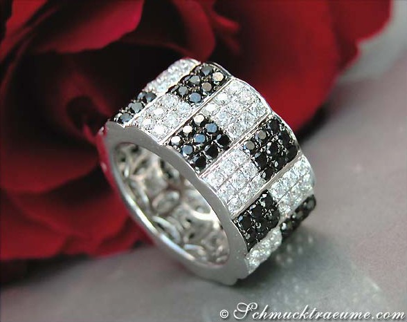 Minimalist Eternity Ring with Black & White Diamonds #1 Minimalist Eternity Ring with Black & White Diamonds #1