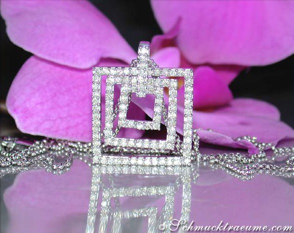 Attractive Diamond Square Pendant incl. Chain #1 Attractive Diamond Square Pendant incl. Chain #1