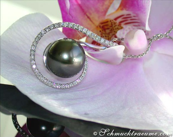 Sophisticated Tahitian Pearl Diamond Pendant #1 Sophisticated Tahitian Pearl Diamond Pendant #1