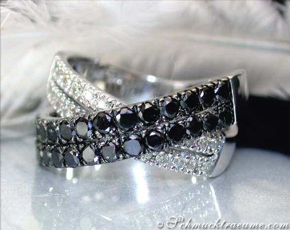 Sleek Black & White Diamond Ring #1 Sleek Black & White Diamond Ring #1