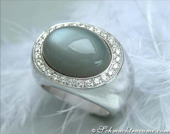 Heavy Moonstone Ring with Diamonds #1 Heavy Moonstone Ring with Diamonds #1