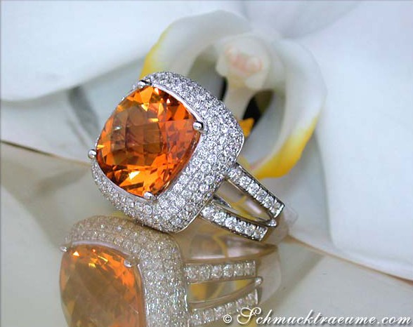 Amazing Madeira Citrine Ring with Diamonds #1 Amazing Madeira Citrine Ring with Diamonds #1