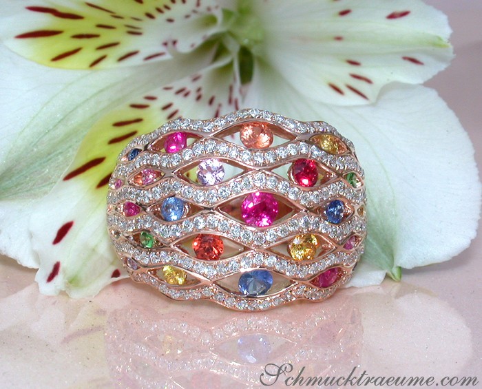 Stately Rainbow Sapphire Ring with Diamonds #1 Stately Rainbow Sapphire Ring with Diamonds #1
