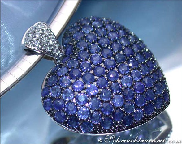 Precious Sapphire Diamond Heart Pendant #1 Precious Sapphire Diamond Heart Pendant #1