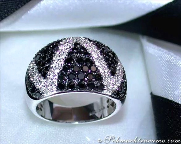 Black & White Diamond Zig - Zag Ring #1 Black & White Diamond Zig - Zag Ring #1
