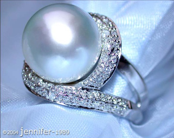 Attractive Southsea Pearl Diamond Ring in White gold #1 Attractive Southsea Pearl Diamond Ring in White gold #1