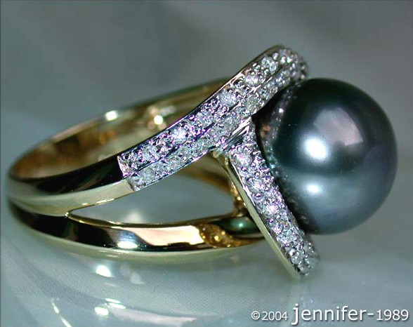 Classy Tahitian Pearl Diamond Ring #1 Classy Tahitian Pearl Diamond Ring #1