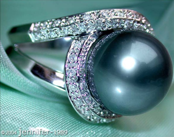 Stunning Tahitian Pearl Diamond Ring #1 Stunning Tahitian Pearl Diamond Ring #1