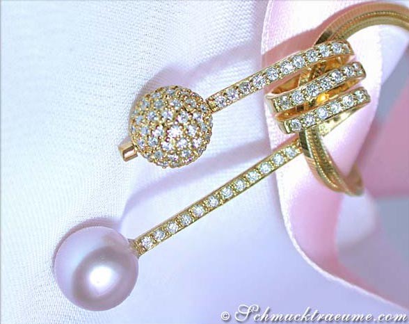 Süßwasserperle Anhänger mit Brillanten Pavé Kugel #1 Süßwasserperle Anhänger mit Brillanten Pavé Kugel #1