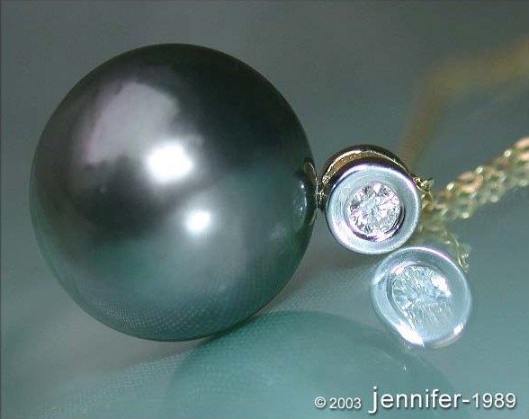 Tahitiperle Brillant Anhänger mit Kette in Gelbgold 585 #1 Tahitiperle Brillant Anhänger mit Kette in Gelbgold 585 #1
