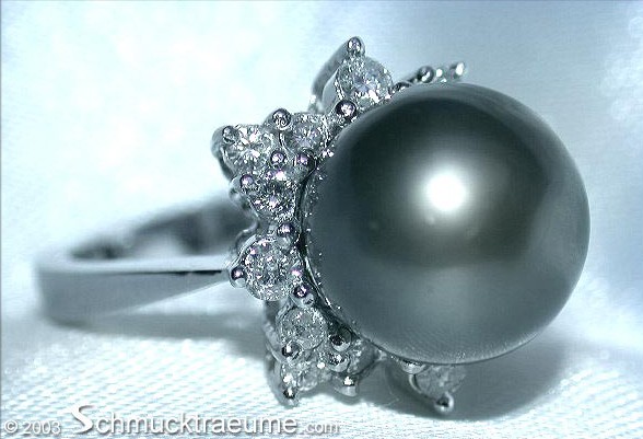 Tahitian Pearl Diamond Star Design Ring #1 Tahitian Pearl Diamond Star Design Ring #1