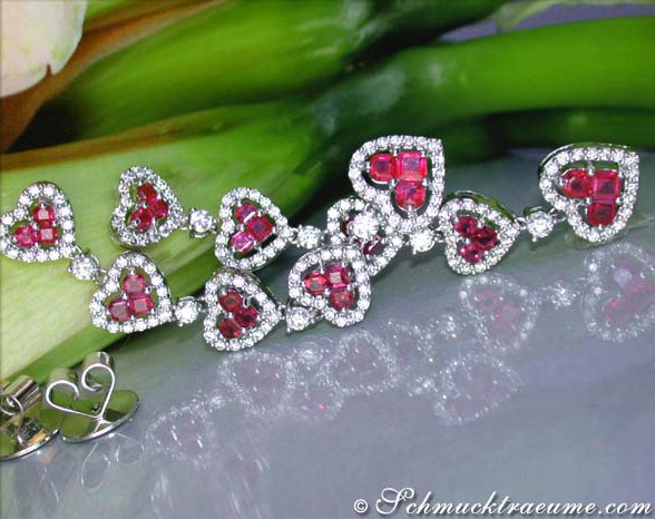 Magnificent Ruby Heart Earrings with Diamonds #1 Magnificent Ruby Heart Earrings with Diamonds #1