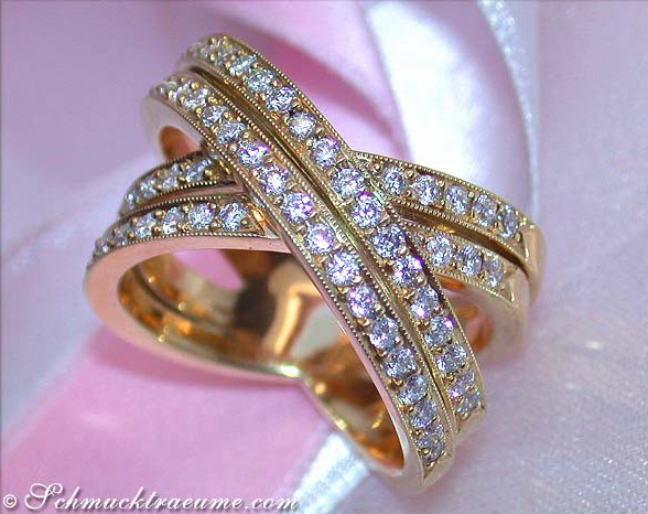 Crossover Diamond Ring in Yellow gold 18k #1 Crossover Diamond Ring in Yellow gold 18k #1