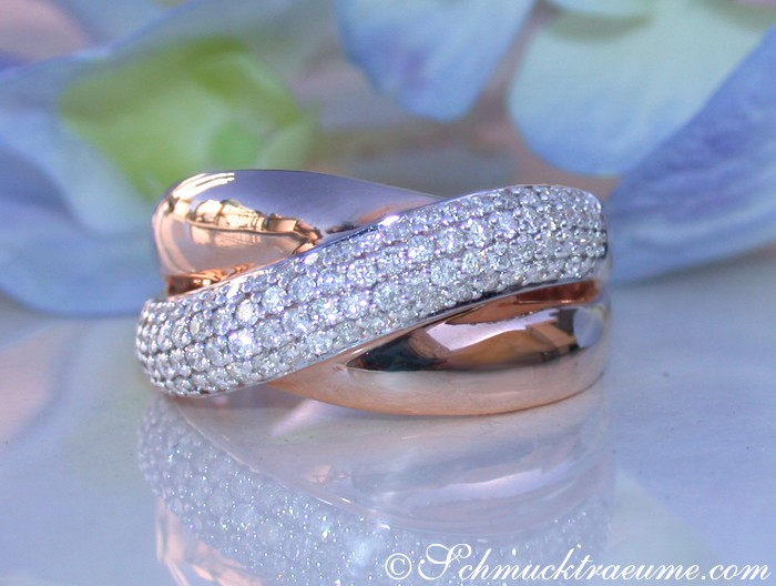 Überkreuzter Roségold Ring mit Diamanten #1 Überkreuzter Roségold Ring mit Diamanten #1