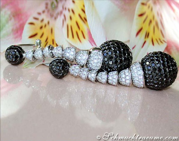 Unusual Dangling Earrings with Black & White Diamonds #1 Unusual Dangling Earrings with Black & White Diamonds #1