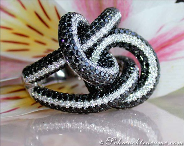 Entwined Black & White Diamond Ring #1 Entwined Black & White Diamond Ring #1