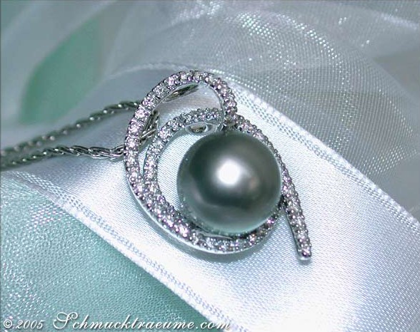 Verspielter Tahitiperle Brillanten Anhänger #1 Verspielter Tahitiperle Brillanten Anhänger #1