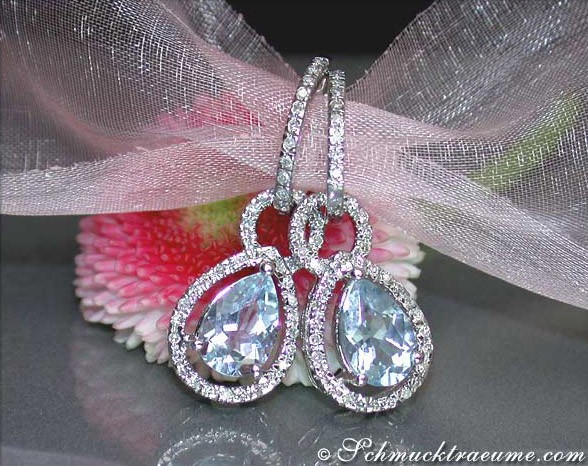 Convertible Aquamarine Earrings with Diamonds #1 Convertible Aquamarine Earrings with Diamonds #1