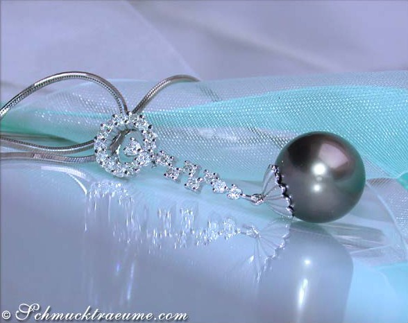 Wundervoller Tahitiperle Anhänger mit Brillanten #1 Wundervoller Tahitiperle Anhänger mit Brillanten #1