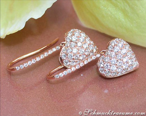 Zarte Diamanten Ohrhänger im Herz Design #1 Zarte Diamanten Ohrhänger im Herz Design #1