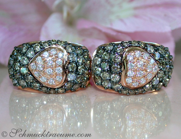 Timeless Heart Earrings with Brown & White Diamonds #1 Timeless Heart Earrings with Brown & White Diamonds #1
