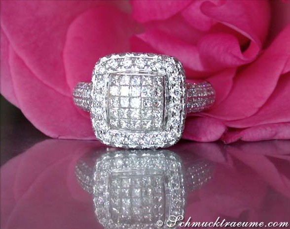 Terrific Diamond Square Ring (Princess & Brilliant Cut) #1 Terrific Diamond Square Ring (Princess & Brilliant Cut) #1