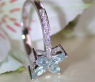 Anmutiger Aquamarin Ring mit Diamanten im Blüten Design #7